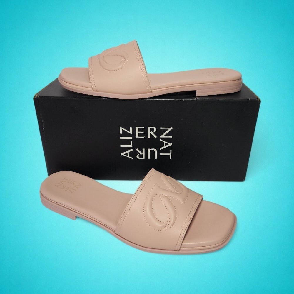 New Women's Naturalizer Genevieve Cameo Blush Pink Leather Slides, Size 11 M‎